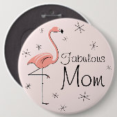 Flamingo Pink Schaltfläche 'Fabulous Mama' Button (Vorne & Hinten)