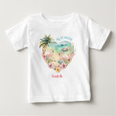 Flamingo Pink Sommer Urlaub Tropischer Girl Beach Baby T-shirt (Vorderseite)