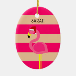 Flamingo Pink Strip Tropisches Weihnachtsfest Ornament Aus Metall