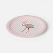Flamingo Pink Stripe Birthday Tropical Pappteller (Schrägansicht)