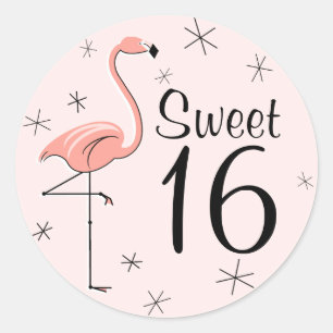 Flamingo Pink Sweet 16 Aufkleber