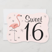 Flamingo Pink "Sweet 16" Einladungsklammer Einladung (Vorderseite)