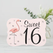 Flamingo Pink "Sweet 16" Einladungsklammer Einladung (Stehend Vorderseite)