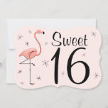 Flamingo Pink "Sweet 16" Einladungsklammer Einladung<br><div class="desc">Inspiriertes Design Mitte des Jahrhunderts mit einer Retro-Touch mit einem rosa Flamingo und Sternen auf einem hellrosa Hintergrund. Ein individuell anpassbares Design für Sie,  um mit Ihrem eigenen Text,  Bildern und Ideen zu personalisieren. Ein originelles digitales Kunstbild,  das von Jess Perry bei QuirkyChic Retro erstellt wurde.</div>