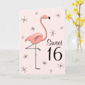 Flamingo Pink Sweet 16 Grüße Karte vertikal (Gelbe Blume)