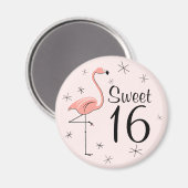 Flamingo Pink Sweet 16 Magnet (Vorderseite/Rückseite)