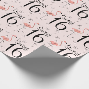 Flamingo Pink "Sweet 16" Packpapier