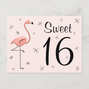 Flamingo Pink "Sweet 16" Postkarte