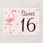Flamingo Pink "Sweet 16" Postkarte (Vorderseite)