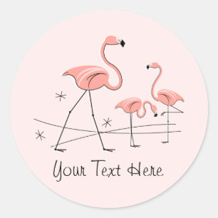 Flamingo Pink Trio 2 Textaufkleber Runder Aufkleber