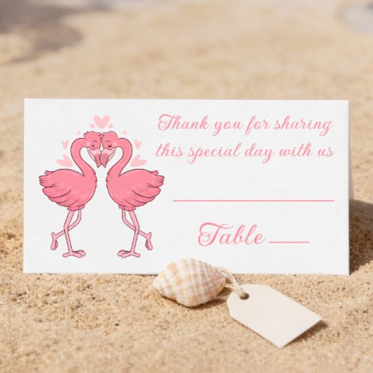Flamingo Pink Tropical Beach Wedding Escort Platzkarte