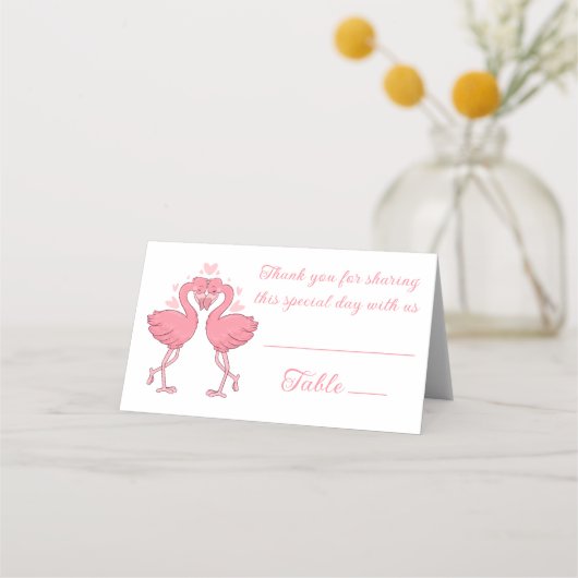 Flamingo Pink Tropical Beach Wedding Escort Platzkarte (Vorderseite)