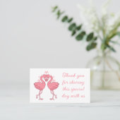 Flamingo Pink Tropical Beach Wedding Thank You Platzkarte (Stehend Vorderseite)