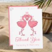 Flamingo Pink Tropical Beach Wedding Thank You Postkarte
