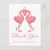 Flamingo Pink Tropical Beach Wedding Thank You Postkarte (Vorderseite)