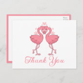 Flamingo Pink Tropical Beach Wedding Thank You Postkarte (Vorne/Hinten)