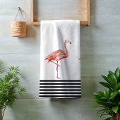 Flamingo Pink Tropischer Aquamariner Schwarz-weiße Badhandtuch Set