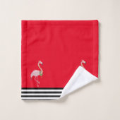 Flamingo Pink Tropischer Weihnachtsstreifen Badhandtuch Set (Waschlappen)