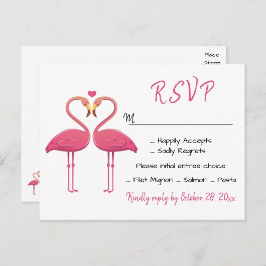 Flamingo Pink UAWG Wedding Tropical Luau Beach Einladungspostkarte (Vorne/Hinten)