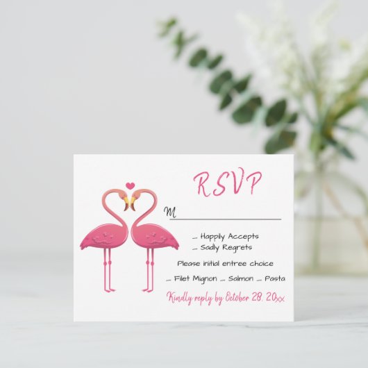 Flamingo Pink UAWG Wedding Tropical Luau Beach Einladungspostkarte (Stehend Vorderseite)