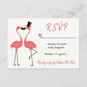 Flamingo Pink UAWG Wedding Tropical Party Beach RSVP Karte