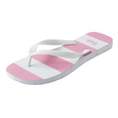 Flamingo Pink und White Stripe Bripe Flip Flops Badesandalen (Schrägansicht)