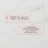 Flamingo Pink "VIP PASS" Visitenkartenmagazin Mini Visitenkarte (Vorne/Hinten)