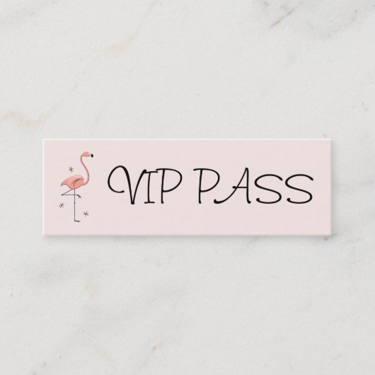 Flamingo Pink "VIP PASS" Visitenkartenmagazin Mini Visitenkarte (Vorderseite)