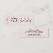 Flamingo Pink "VIP PASS" Visitenkartenmagazin Mini Visitenkarte (Vorne/Hinten)