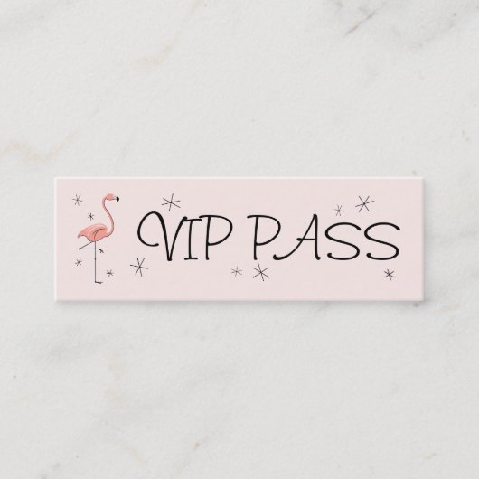 Flamingo Pink "VIP PASS" Visitenkartenmagazin Mini Visitenkarte (Vorderseite)