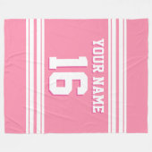 Flamingo Pink White Sports Jersey Fleecedecke (Vorderseite (Horizontal))