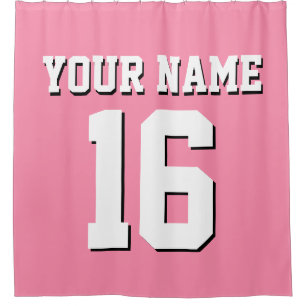 Flamingo Pink White Sports Jersey Team Jersey Duschvorhang