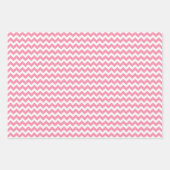 Flamingo Pink & White Streifen Polka Dot Zickzack Geschenkpapier Set (Vorderseite 3)