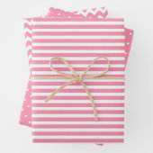 Flamingo Pink & White Streifen Polka Dot Zickzack Geschenkpapier Set (Beispiel)