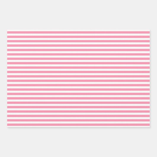 Flamingo Pink & White Streifen Polka Dot Zickzack Geschenkpapier Set (Vorderseite)