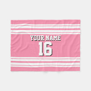 Flamingo Pink White Team Jersey Name Fleecedecke