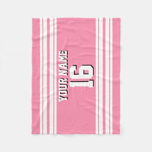 Flamingo Pink White Team Jersey Name Fleecedecke (Vorderseite)