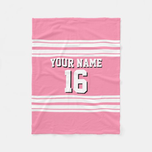 Flamingo Pink White Team Jersey Name Fleecedecke (Vorderseite)