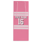 Flamingo Pink White Team Jersey Name Geschenktüte Für Weinflaschen (Vorderseite)