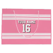 Flamingo Pink White Team Jersey Name Große Geschenktüte (Rückseite)