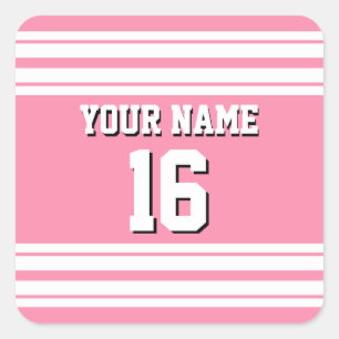 Flamingo Pink White Team Jersey Name Quadratischer Aufkleber