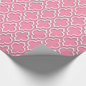 Flamingo Pink White XL Marokkanischer Quatrefolie Geschenkpapier (Ecke)