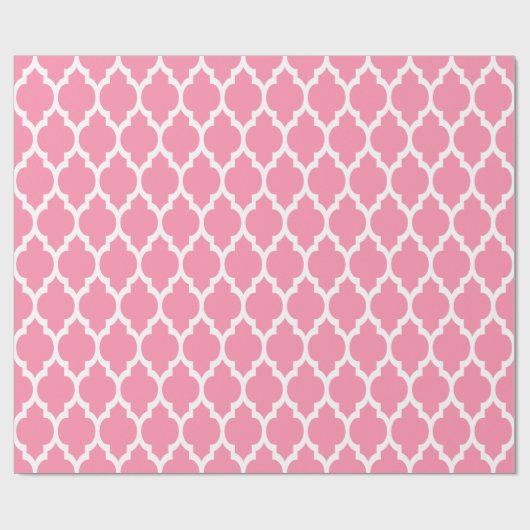 Flamingo Pink White XL Marokkanisches Quatrefolie Geschenkpapier (Flach)