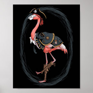 Flamingo Pirate Funny Halloween Kostüm Idee Poster