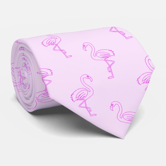 Flamingo Playful Pink Summer Pattern Krawatte (Gerollt)