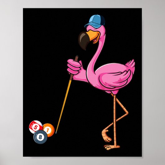 Flamingo Playing Billiards Kostüm Billiards Playa Poster (Vorne)
