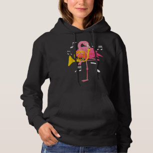 Flamingo Playing Französisch Horn Spieler Französi Hoodie