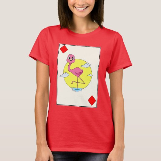 Flamingo Poker Poker Karten Kartenspiel T-Shirt (Vorderseite)