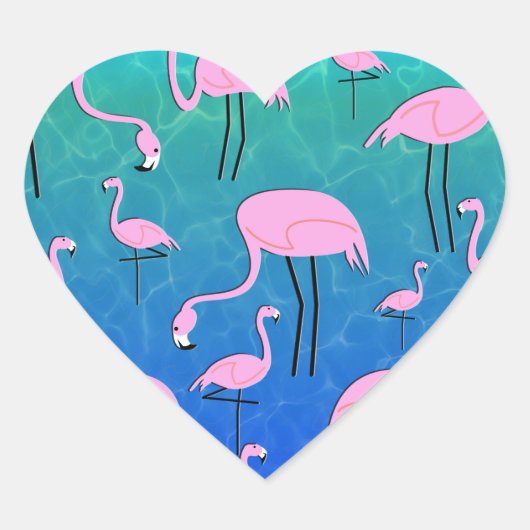 Flamingo Pond Herz-Aufkleber (Vorderseite)