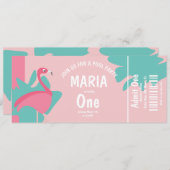 Flamingo Pool Birthday Ticket Party Einladung (Vorne/Hinten)